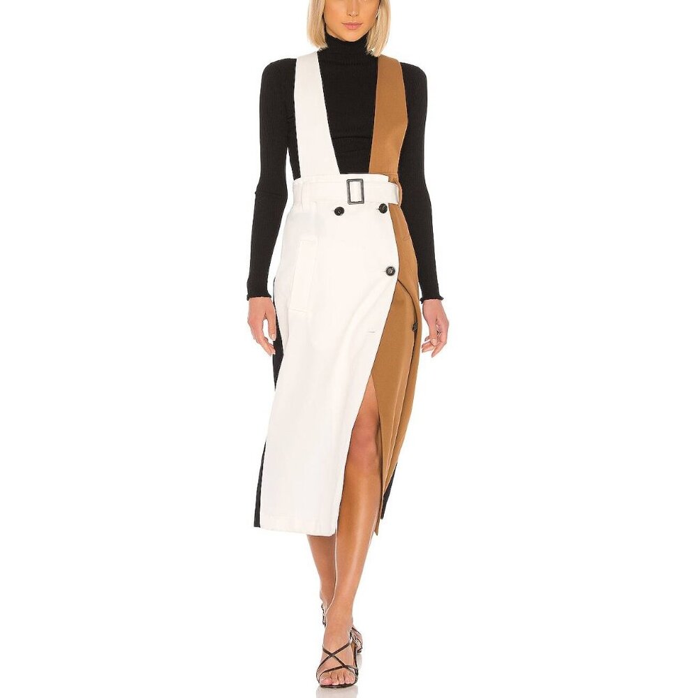 Tibi AW19 Ivory-Multi Colorblock Techy Twill Trench Dress *MISSING BELT+JACKET*